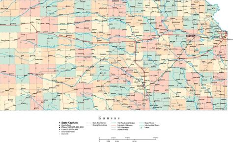 Kansas Digital Vector Map With Counties Major Cities Roads Rivers