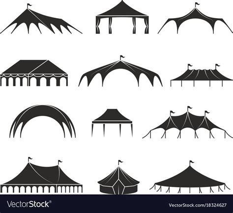 Outdoor Shelter Tent Event Pavilion Tents Vector Icons Shelter Black