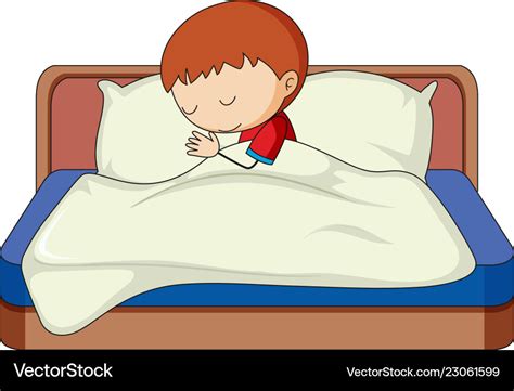 A Boy Sleeping On The Bed Royalty Free Vector Image
