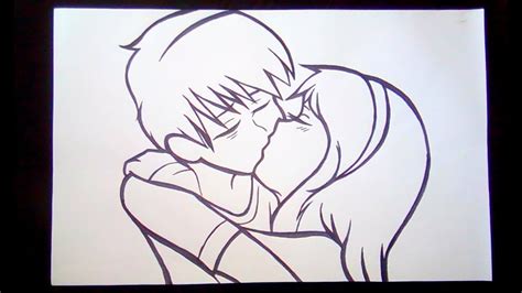 Couple Kissing Drawing Easy Anime Love Kiss Drawing At Getdrawings