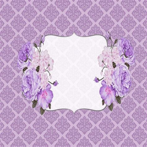 An Ornate Frame With Purple Flowers And Leaves On A Lavender Background