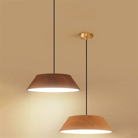 Wood Grain Tapered Hanging Lamp Nordic Metal Led Pendant Light With Acrylic Diffuser 220v 240v
