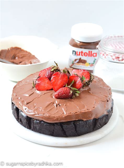 Eggless Chocolate Cake With Nutella Frosting Recipe Chocolate Cake
