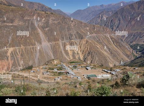 View Of Belen Village In The Colca Canyon Cabanaconde Peru Stock