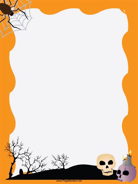 An Orange Halloween Frame With Two Skulls And A Spider Web On The