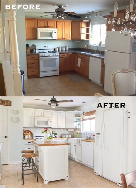 Here we go, small kitchen remodel before and after could be made by using glass doors. Pretty Before And After Kitchen Makeovers