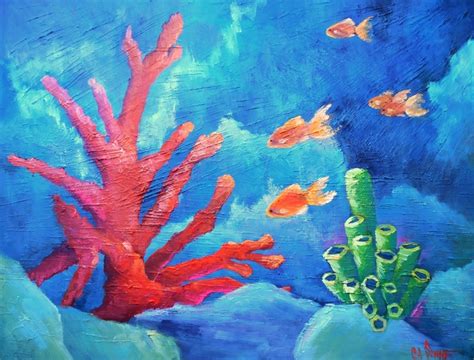 Illustration about shell, plant, nautical. CAROL SCHIFF DAILY PAINTING STUDIO: Coral Reef Painting ...