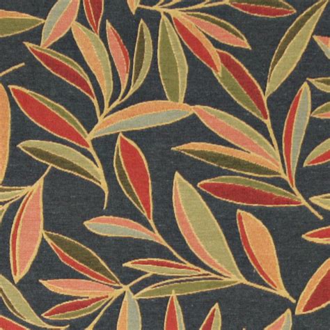Red Green And Blue Foliage Leaves Contemporary Upholstery Fabric By