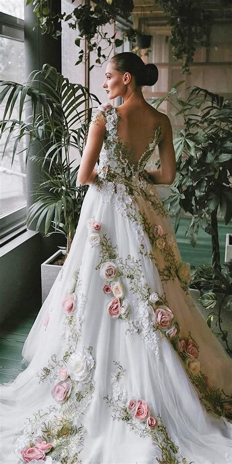 21 Floral Wedding Dresses For Magic Party Floral Wedding Dresses A Line