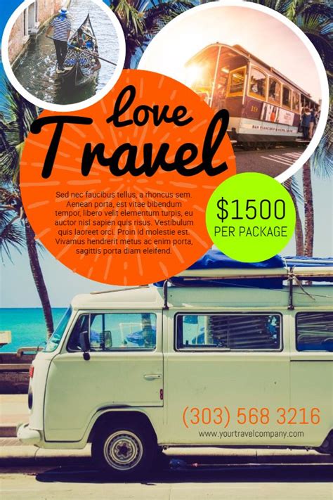 Travel Agency Ad Flyer Poster Custom Template Orange Travel Agency