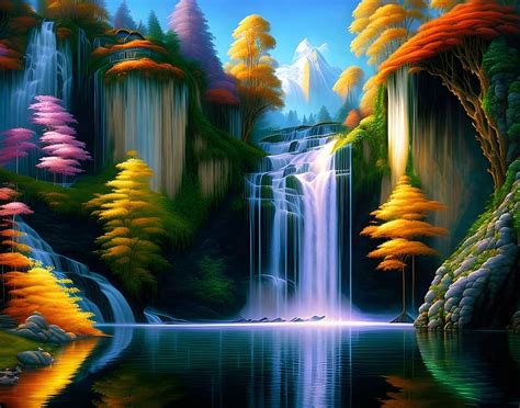 A Faraway Place Waterfall Autumn Water Toamna Tree Blue Soren