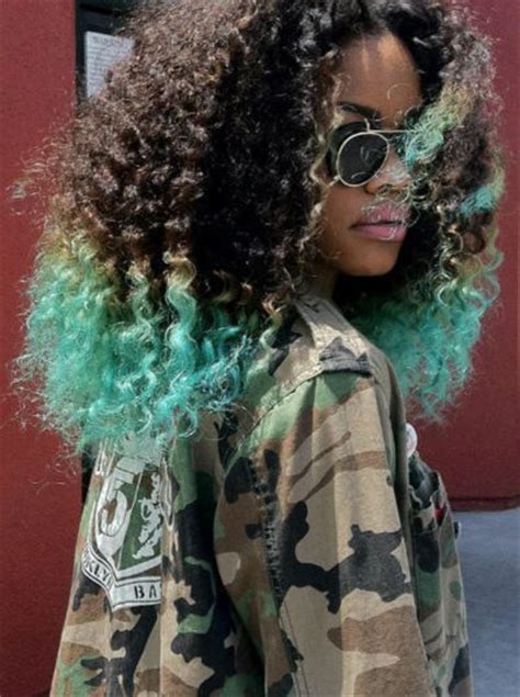 Curly Dip Dyed Hair In Turquoise Hair Colors Ideas