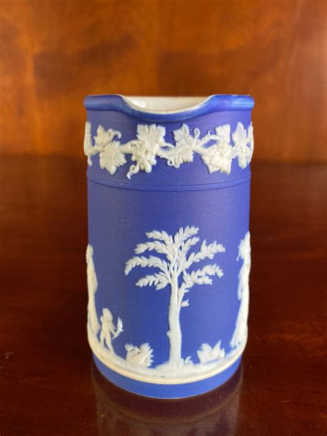 Antique Wedgwood Jasperware Cobalt Blue Upright Jug Etsy