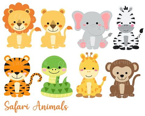 Safari Animales Clipart Bebé Safari Animales Clip Art Etsy España