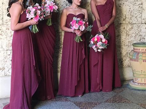 Davids Bridal Wine Color Bridesmaid Dress