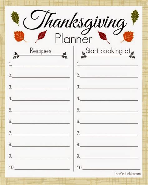 Free printable thanksgiving menu planner. Printable Thanksgiving Planner
