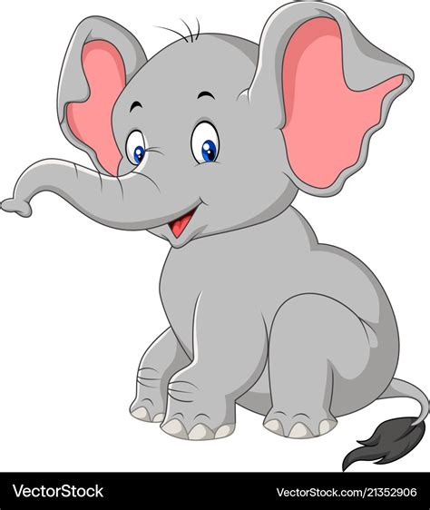 Big And Small Cartoon Elephants Vector Clip Art Illus