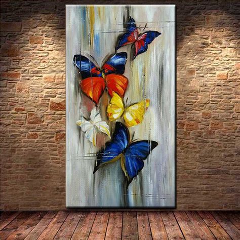Large Size Hand Painted Abstract Butterfly Canvas Oil Painting Impasto
