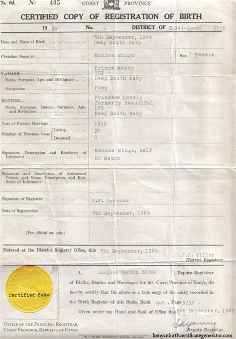 My Kenyan Birth Certificate