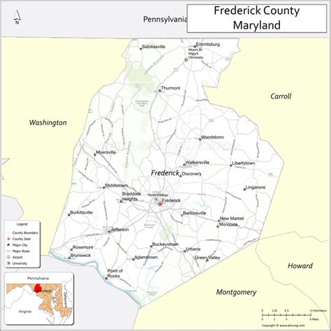 Frederick County Map Maryland Where Is Located Cities Population