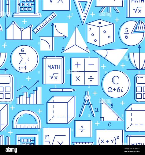 Seamless Pattern With Mathematics Symbols In Line Style Math Science