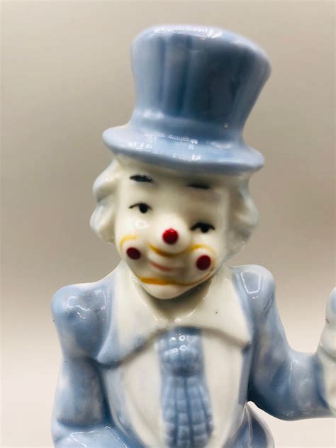 Vintage Clown Porcelain Cameo Collection Blue And White Etsy