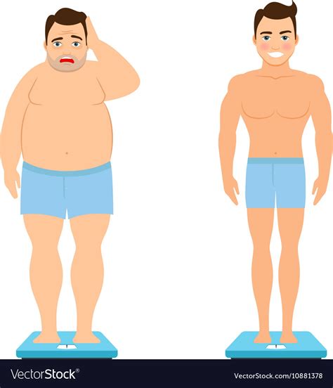 Man Before And After Weight Loss Royalty Free Vector Image