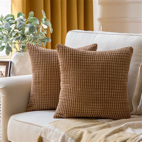 Soft Corduroy Corn Striped Velvet Series Decorative Throw Pillow 22 X