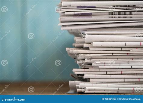 Newspapers Folded And Stacked On The Table Modern Dark Background