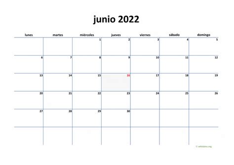 Calendario Junio 2022