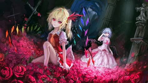 Wallpaper Gadis Anime Touhou Remilia Scarlet Flandre Scarlet