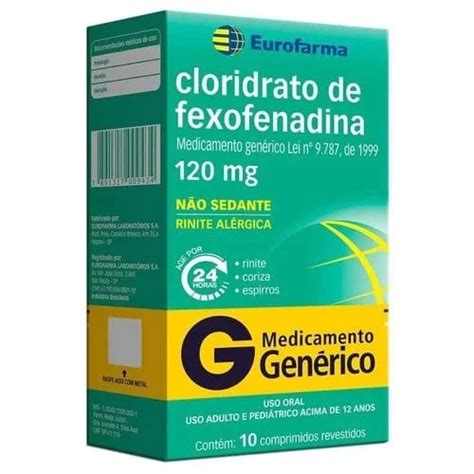 Cloridrato De Fexofenadina 120mg Eurofarma Genérico Caixa 10