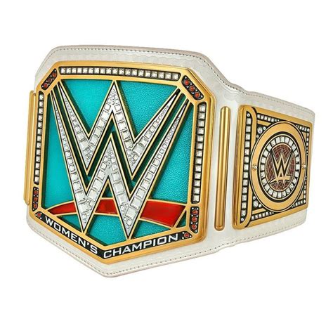 Wwe Women S Championship Belt In Gold And Turquoise With Diamonds
