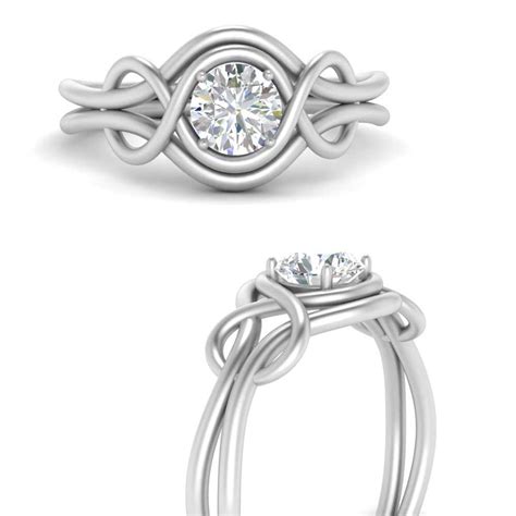 An engagement ring can be precious in more ways than one, after all! Love Knot Solitaire Diamond Engagement Ring In 14K White Gold | Fascinating Diamonds