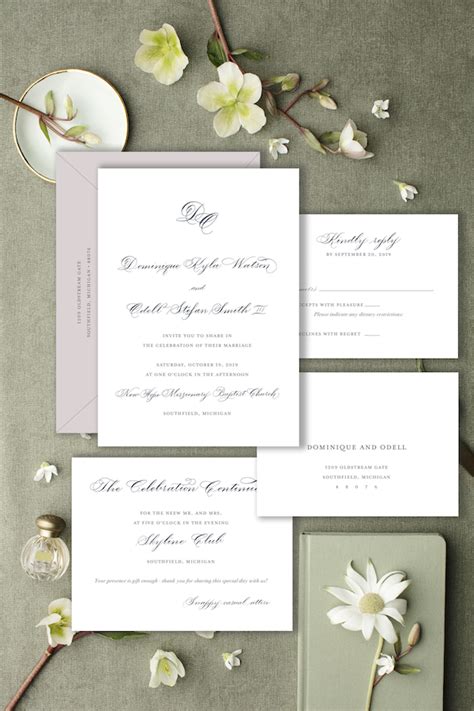 Charcoal Grey Elegant And Affordable Wedding Invitations With