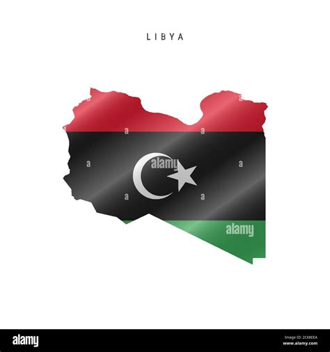 Detailed Waving Flag Map Of Libya Vector Map With Masked Flag Stock