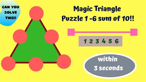 Magic Triangle Puzzle 1 To 6 Sum Of 10 Can You Solve This Magic