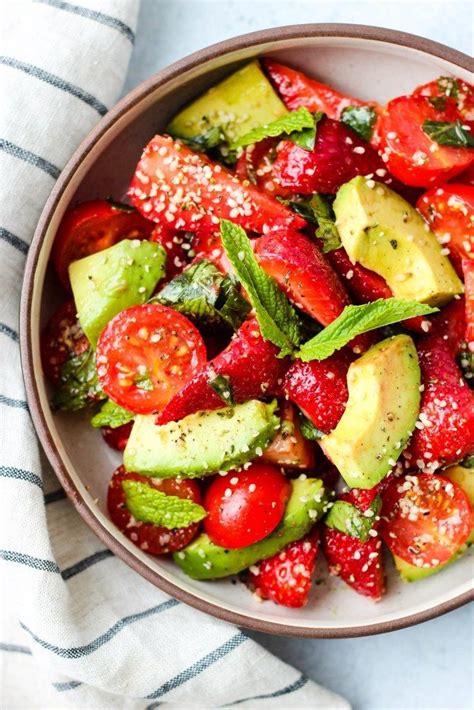 Strawberry Tomato And Avocado Salad With Fresh Basil And Mint An Easy