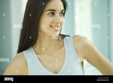 Young Woman Looking Away Head And Shoulders Portrait Stock Photo Alamy