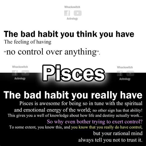 She has a vivid mind, and is romantic and spiritual. Pisces's Bad Habit in 2020 | Pisces, Horoscope pisces ...