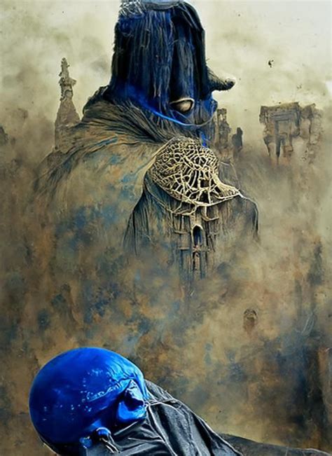 The Beautiful Intricately Detailed Beksinski Blue Masked Godfather