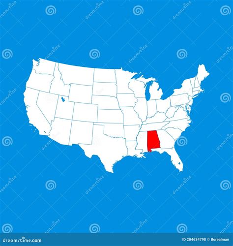 Map Of The Alabama Stock Vector Illustration Of State 204634798