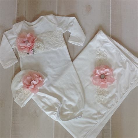 newborn girl take home outfit ivory layette gown cap with etsy