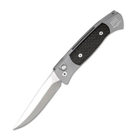 Protech Brend 2 Side Opening Auto Knife Gray Cf Inlay Handle Plain Edge