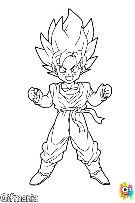 236x236 goten from dragon ball z coloring pages for kids, printable free. Goten Super Saiyan coloring page