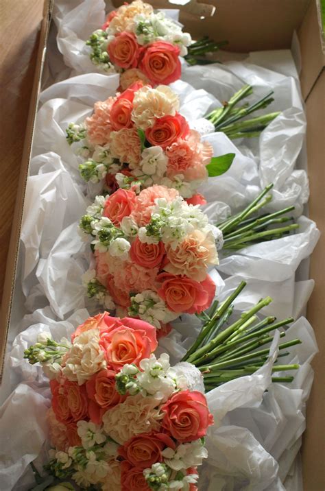 Peach Coral And Off Wedding Bouquets Wedding Bouquet Peach Coral