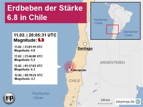 Nach angaben des geodynamischen instituts in der hauptstadt hatte das beben eine stärke von 6. StepMap - Erdbeben der Stärke 6.8 in Chile - Landkarte für ...