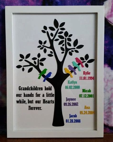 Diy gifts to make for wife, girlfriend, mom, sister, friends. Grandparent Family Tree Frame - 6 Grandchildren ...