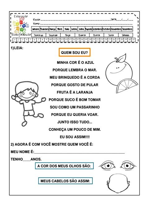 Atividade Identidade 1 Ano