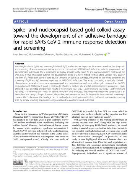 Pdf Spike And Nucleocapsid Based Gold Colloid Assay Toward The